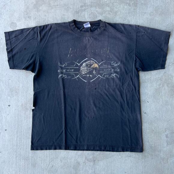 Vintage y2k faded distressed eagle black graphic t shirt - Picture 1 of 11